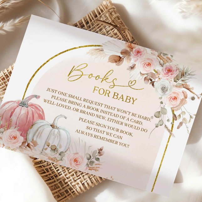 Boho Pumpkin Baby Shower books for baby card (Creator Uploaded)