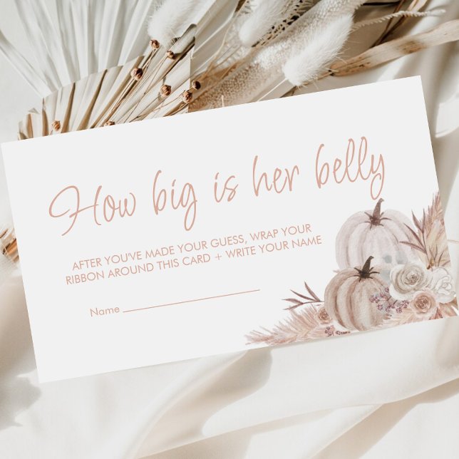 Boho Pumpkin Baby Shower How Big Is Her Belly Card (Creator Uploaded)