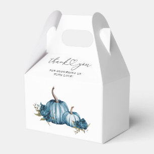 Boho Pumpkin Blue Flower Baby Shower Favor Box