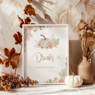 Boho pumpkin Drinks Poster