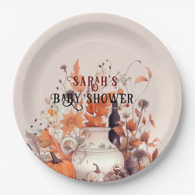 Boho pumpkin fall Baby shower  Paper Plate (Front)