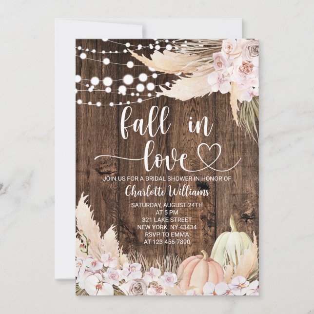 Boho Pumpkin Fall Bridal Shower Invitation (Front)