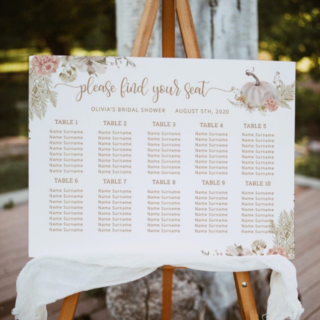 Boho pumpkin fall bridal shower seating chart  (Creator Uploaded)