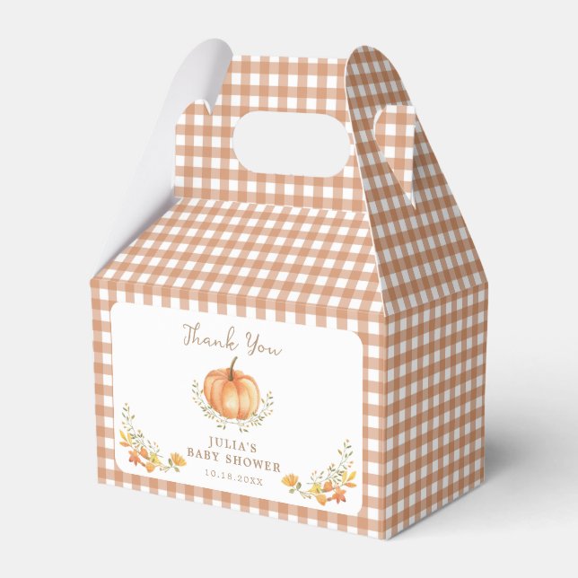 Boho Pumpkin Fall Foliage Baby Shower Favor Box (Front Side)