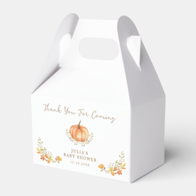 Boho Pumpkin Fall Foliage Baby Shower Favor Box (Back Side)