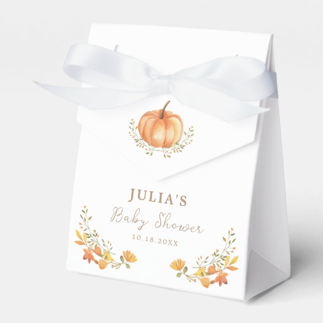Boho Pumpkin Fall Foliage Baby Shower Favor Box (Front Side)