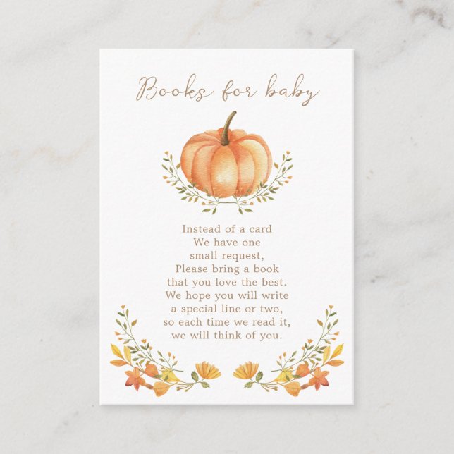 Boho Pumpkin Fall Foliage  | Books For Baby Enclosure Card (Front)