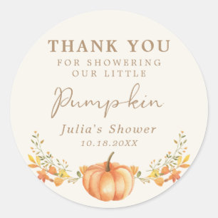 Boho Pumpkin Fall Foliage Thank You Favour Classic Round Sticker