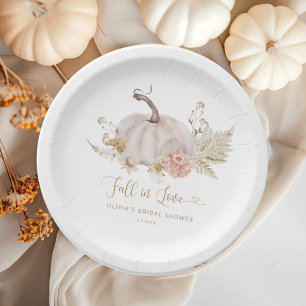 Boho pumpkin fall in love bridal shower paper plate