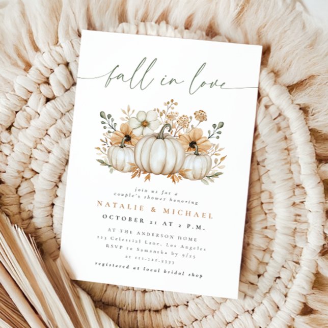 Boho Pumpkin Fall in Love Couple's Shower Invitation (Creator Uploaded)