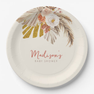 Boho Pumpkin Fall in Love with Baby Shower  Paper Plate