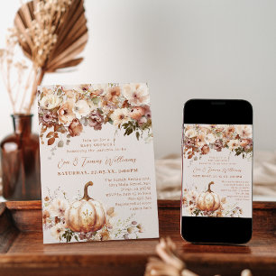 Boho Pumpkin Fall Rustic Chic Baby Shower Invitation