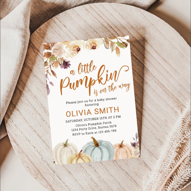 Boho Pumpkin Floral Fall Baby Shower Invitation  (Creator Uploaded)