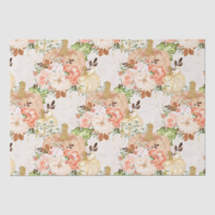 Boho pumpkin flowers polka dots tissue paper