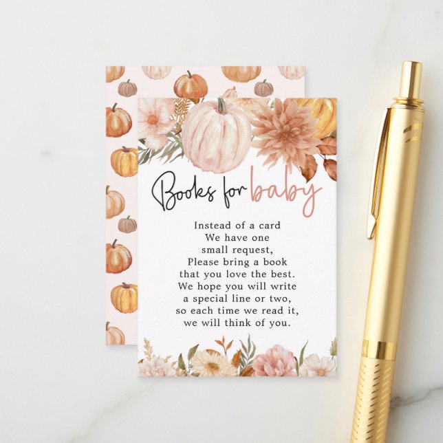 Boho Pumpkin Girl Books For Baby Enclosure Card (Front/Back In Situ)