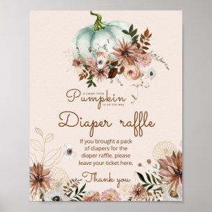 Boho pumpkin is on the way Diaper raffle Poster