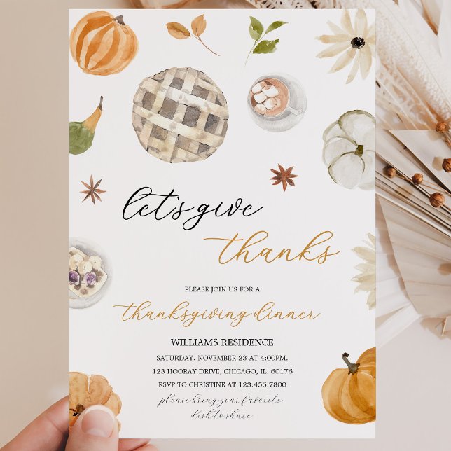 Boho Pumpkin Let's Give Thanks Invitation (Creator Uploaded)