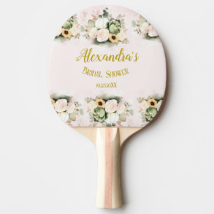 Boho Pumpkin Pampas Grass Elegant Bridal Shower Ping Pong Paddle