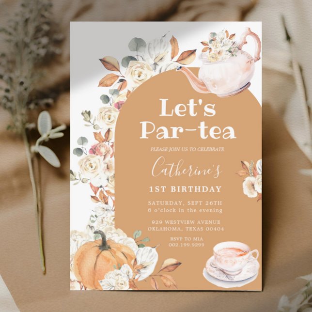 Boho Pumpkin Par-tea Birthday Tea Party Girl  Invitation (Creator Uploaded)