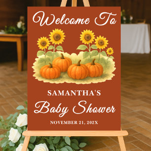 Boho Pumpkin Patch Sunflowers Baby Shower Welcome Acrylic Sign