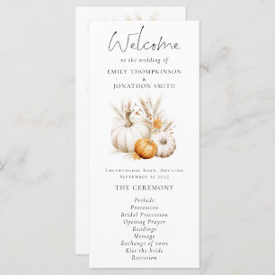 Boho Pumpkins Pampas Wedding Program