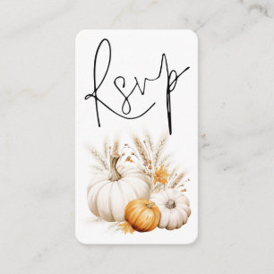 Boho Pumpkins Script QR Code Wedding RSVP Enclosure Card