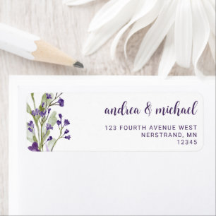 Boho Purple Fleur sauvage Mariage Adresse de retou