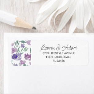 Boho Purple floral & Calligraphie Mariage