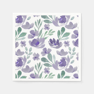 Boho  Purple Floral Pattern Wedding Napkin