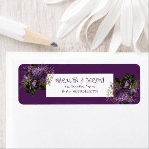 Boho Purple Floral Stylish Wedding Return Address