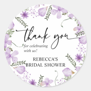Boho Purple Floral Thank You Favour Sticker