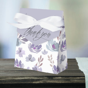 Boho Purple Floral Watercolor Wedding  Favor Box