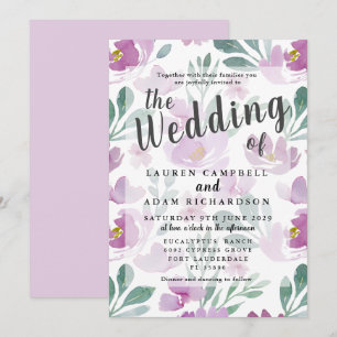 Boho Purple Floral Wedding Invitation