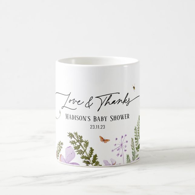 Boho Purple Florals Baby Shower Thanks Gift Mug (Center)