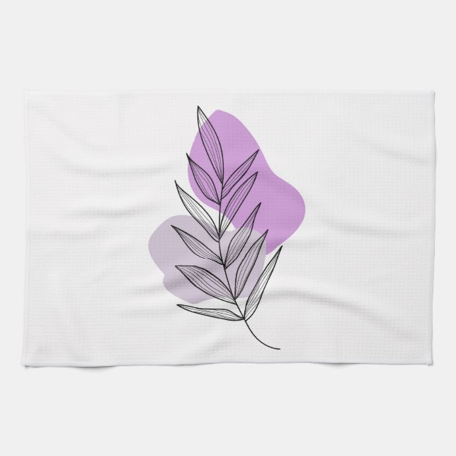 Boho purple flower kitchen towel (Horizontal)