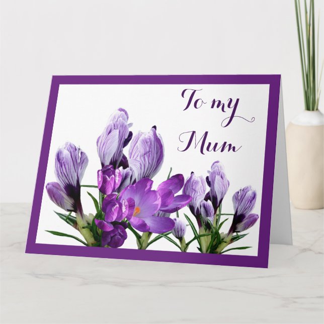Boho purple flowers trendy card for Mother Mom  (Front)