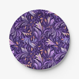 Boho purple foliage paper plate