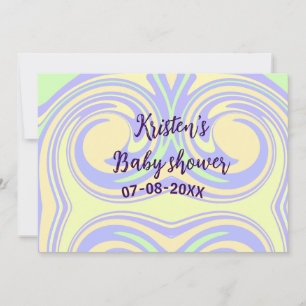Boho purple green baby shower marble rustic modern invitation