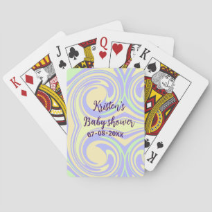 Boho purple green baby shower marble rustic modern playing cards