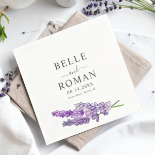 Boho Purple Lavender Watercolor Wedding Napkin