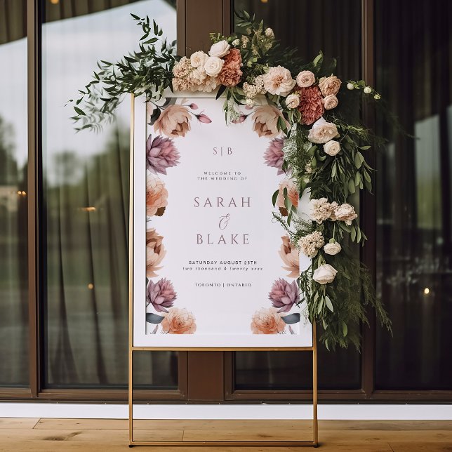 Boho Purple Neutral Floral Mariage Affiche de bien (Créateur téléchargé)