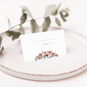 Boho Purple Rose Folded Wedding Place Card