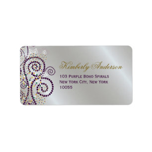 Boho Purple Spirales Élégant Étiquettes de adresse