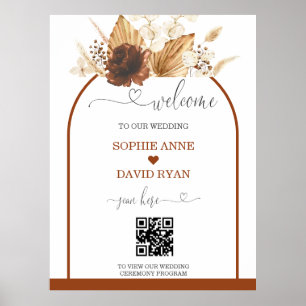 Boho QR Code Terracotta Arch Mariage Affiche de bi