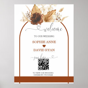 Boho QR Code Terracotta Arch Mariage Affiche de bi