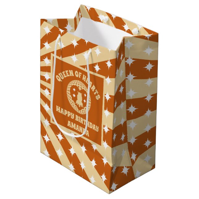 Boho Queen Of Hearts Birthday Party Medium Gift Bag (Front Angled)