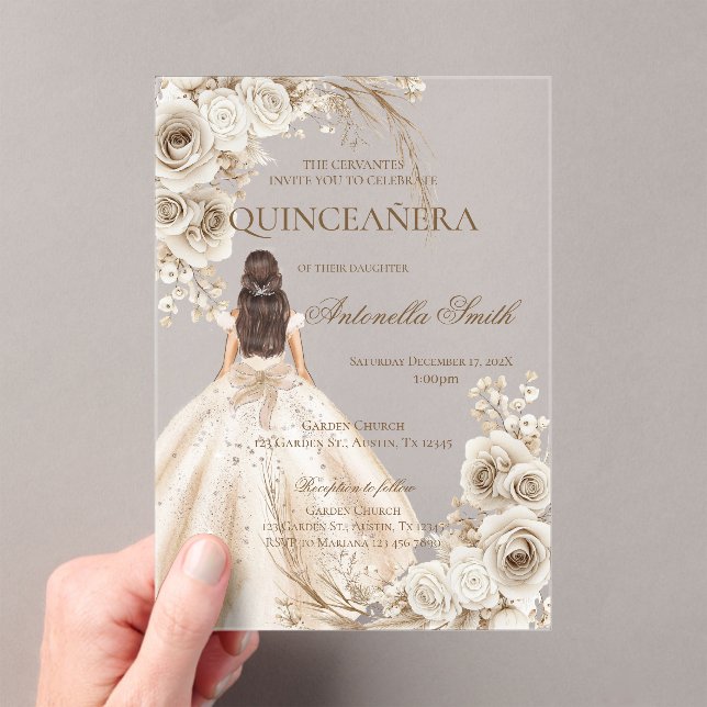 Boho Quinceanera Acrylic Invitations (Insitu (Handheld))