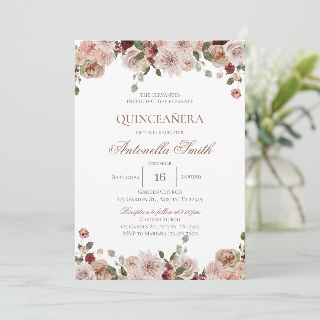 Boho Quinceanera Invitation (Standing Front)