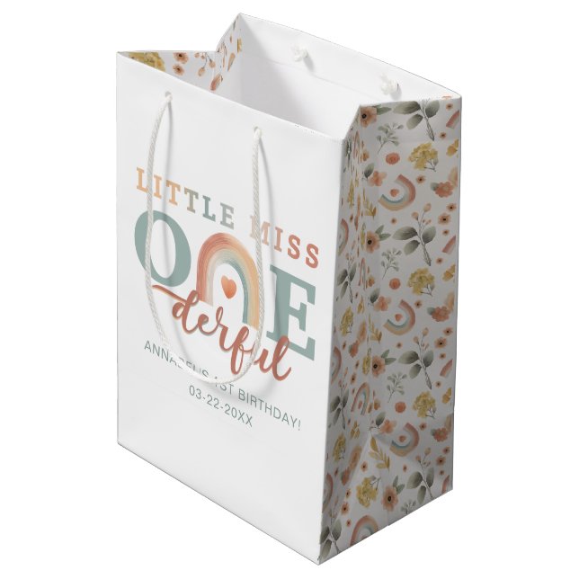 Boho Rainbow 1er Anniversaire Sac cadeau - Aquarel (Dos Angle)