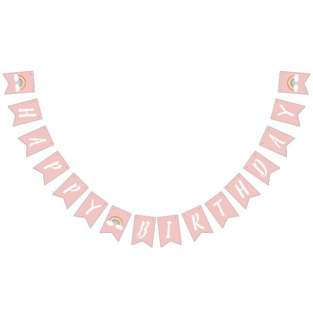 Boho Rainbow 1st Birthday Party Pink Girl Bunting Flags (All)